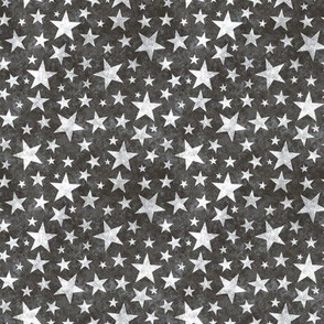 Grunge Distressed Stars White on Black Tiny Small