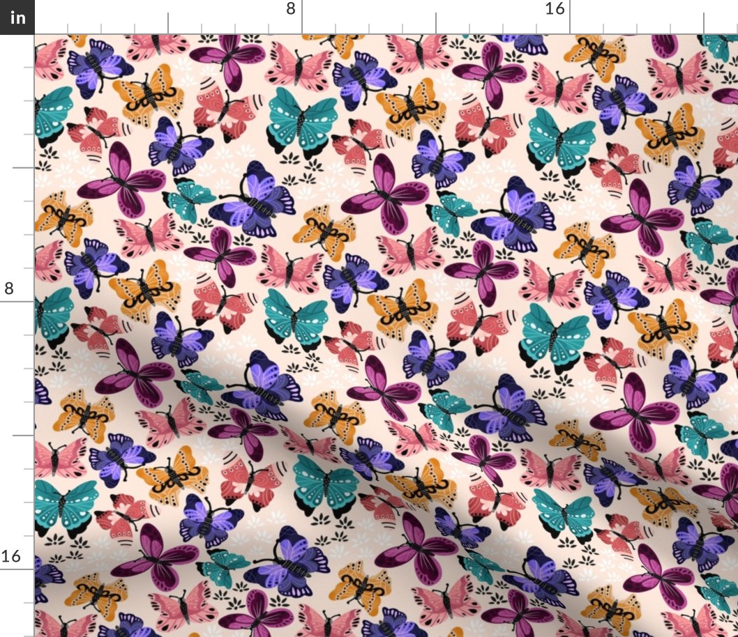 Colorful Butterflies V3-Light Pink