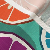 citrus polka pop teal tea towel