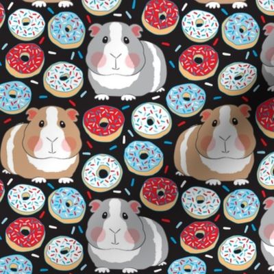 guinea pigs red white and blue donuts on black