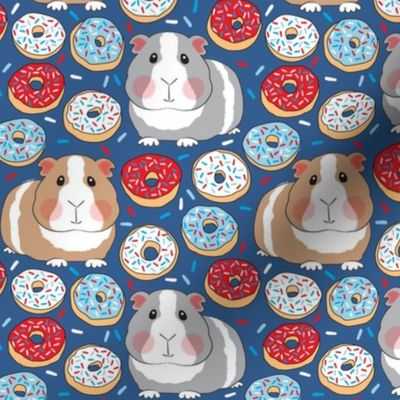 large guinea pigs red white and blue donuts on navy