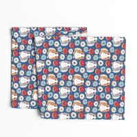 large guinea pigs red white and blue donuts on navy