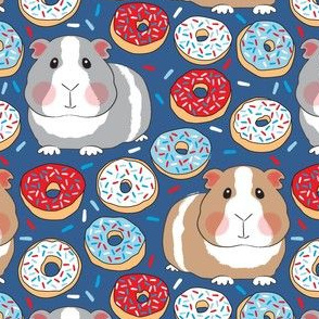 large guinea pigs red white and blue donuts on navy