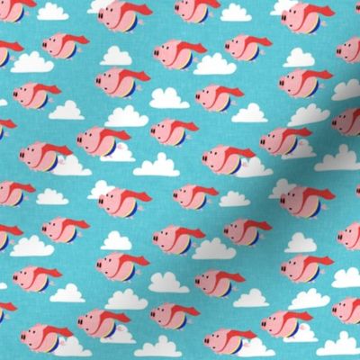 (extra small scale) superhero pigs - when pigs fly - flying pigs - blue - LAD19BS