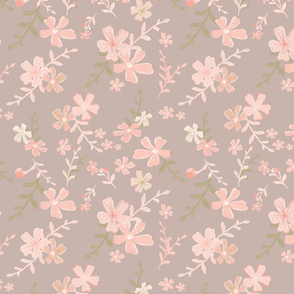 Coral Flowers Taupe Smaller