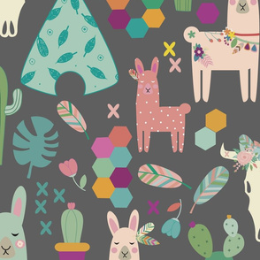 lamas grey smealess pattern