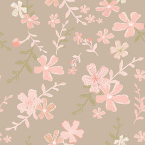 Coral Flowers Beige