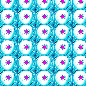 Ice Blue Abstract Circles with Pink