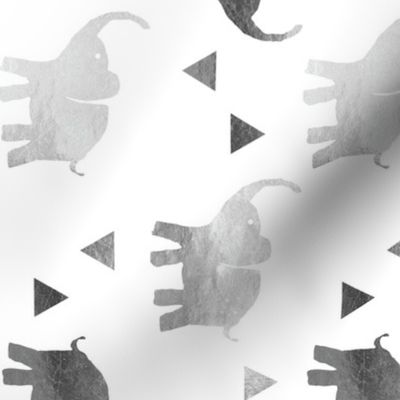 Elephants & Triangles - Silver - Rotated v2