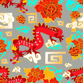 dragon dance on gray