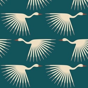Art Deco Cranes - 4.05" Fabric Tile