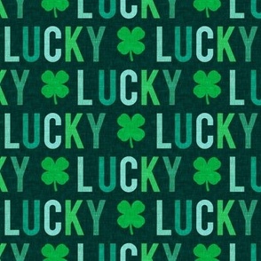 Lucky - four leaf clover - multi on dark green - St. Patricks Day - LAD19