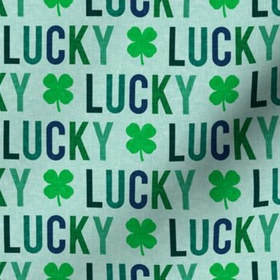Lucky - four leaf clover - multi on mint - St. Patricks Day - LAD1