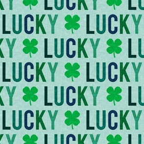 Lucky - four leaf clover - multi on mint - St. Patricks Day - LAD1