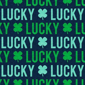 Lucky - four leaf clover - multi on navy - St. Patricks Day - LAD1