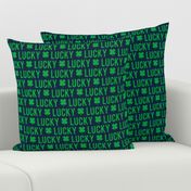 Lucky - four leaf clover - green on navy - St. Patricks Day - LAD1