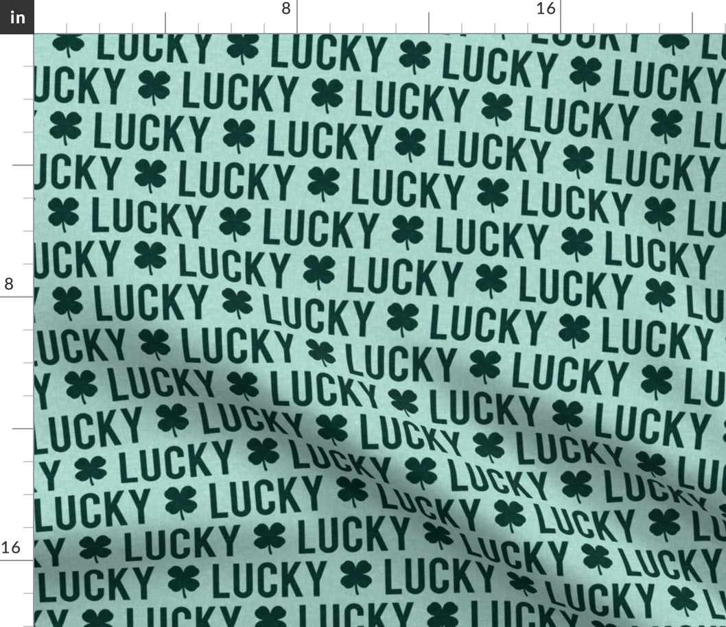 Lucky - four leaf clover - green on mint - St. Patricks Day - LAD19