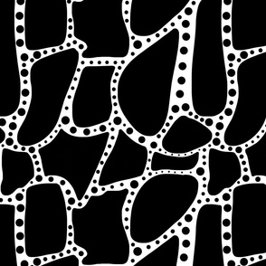 Monochrome Crazy Stone - black on white, large