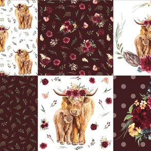 18" highland floral cattle cheater quilt 