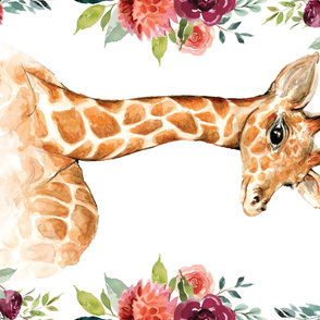 54x36" giraffe paprika floral blanket