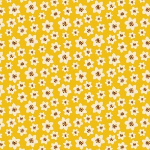 Small scale • Boho flower - yellow background