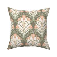 Crocus Art Nouveau_Olive-Sage-Salmon 50Size