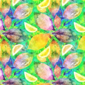 LARGE SCALE LEMON ZEST RAINBOW  WATERCOLOR STYLE GREEN PSMGE