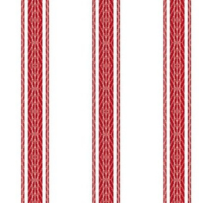 Modern French Ticking Stripe-Farmhouse Red/ white -Med -Large Feedsack    