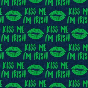 Kiss me I'm Irish - green on navy - St Patrick's day - LAD19
