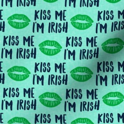 Kiss me I'm Irish - green on blue - St Patrick's day - LAD19