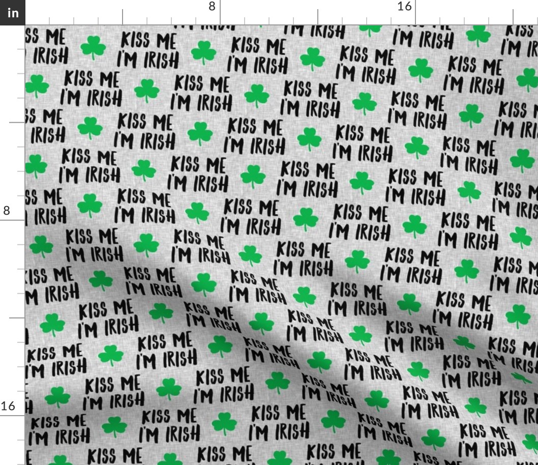 Kiss me I'm Irish - clover on grey - St Patrick's day - LAD19