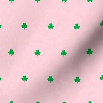 shamrocks - polka dots - green on pink - St Patrick's day - LAD19
