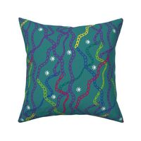 Chain Stitch Floral Tangle teal