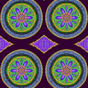 Rings of Gem Mosaics on Deep Purple - Small Scale