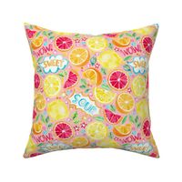 Sweet and Sour - Citrus Fruit on Blush Pink