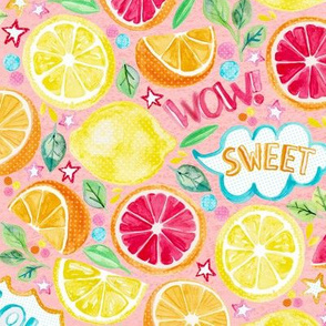 Sweet and Sour - Citrus Fruit on Blush Pink