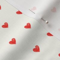 marker hearts - red on cream - LAD19