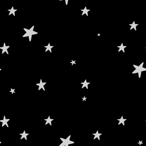 XL scandi stars - white on black - wallpaper