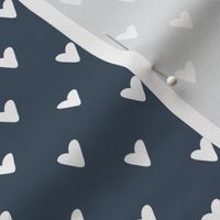 Little Hearts - white on dark denim blue