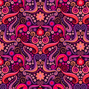 Psychedelic 70s paisley garnet and amethyst large by Pippa Shaw