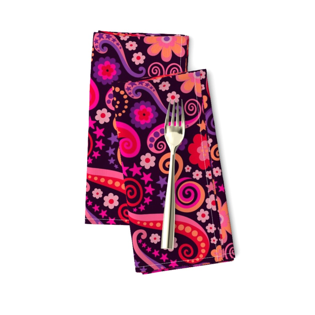 Psychedelic 70s paisley garnet ruby amethyst by Pippa Shaw