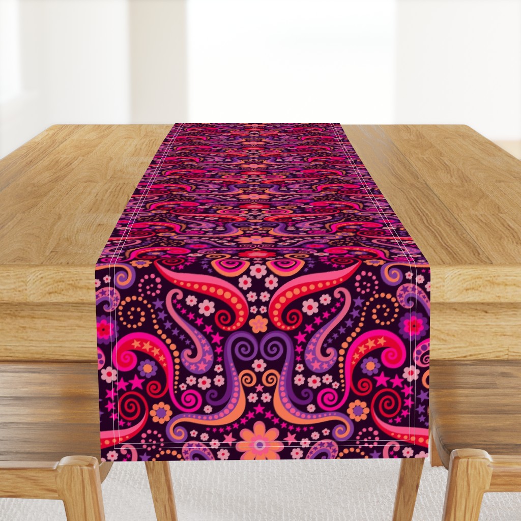 Psychedelic 70s paisley garnet ruby amethyst by Pippa Shaw