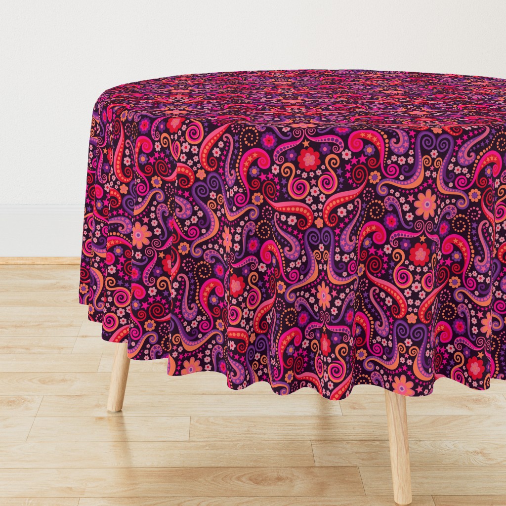 Psychedelic 70s paisley garnet ruby amethyst by Pippa Shaw