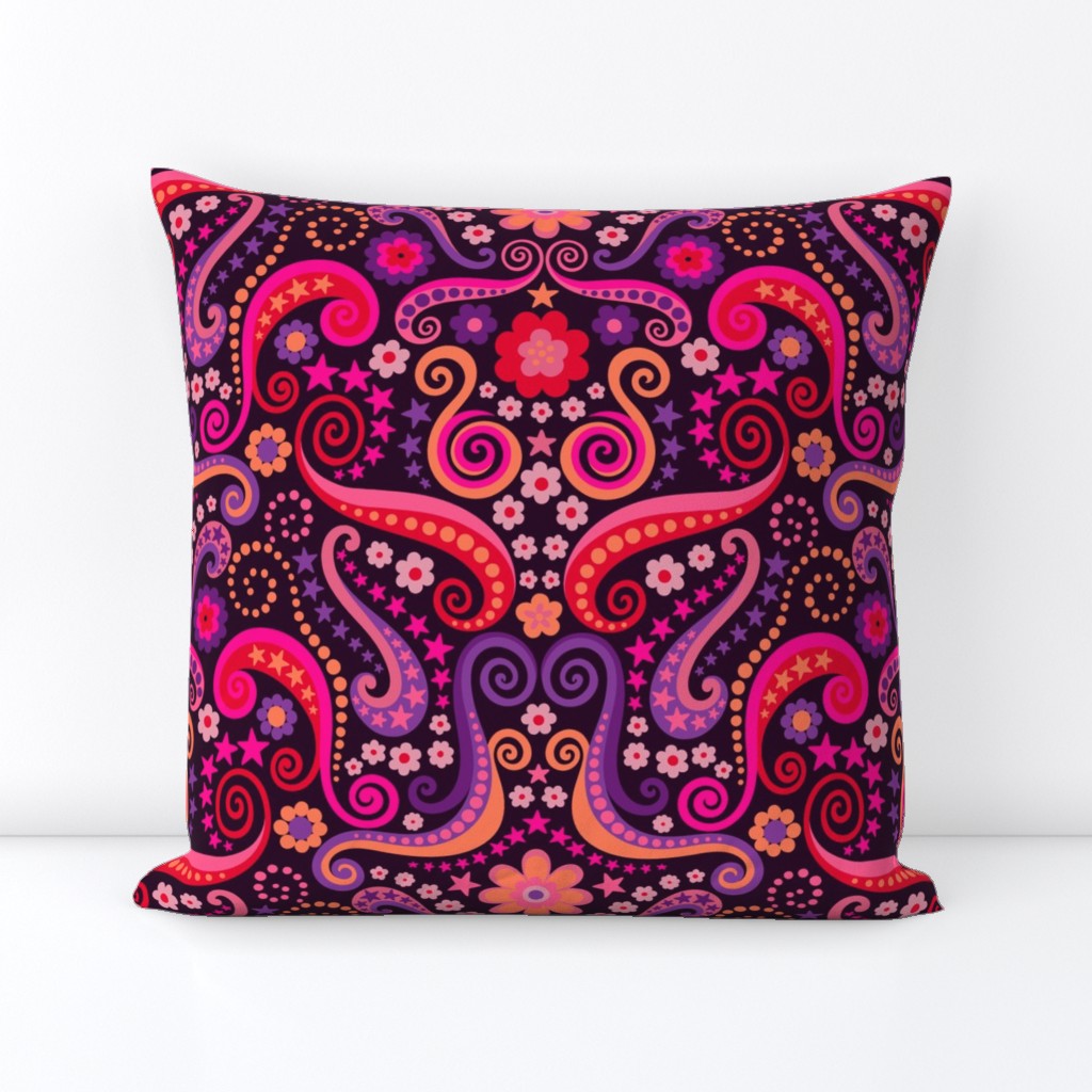 Psychedelic 70s paisley garnet ruby amethyst by Pippa Shaw