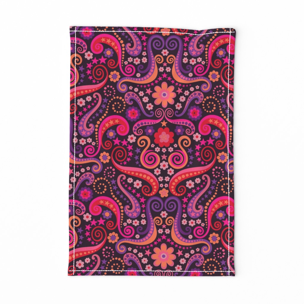 Psychedelic 70s paisley garnet ruby amethyst by Pippa Shaw