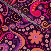 Psychedelic 70s paisley garnet ruby amethyst by Pippa Shaw