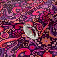 Psychedelic 70s paisley garnet ruby amethyst by Pippa Shaw