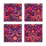 Psychedelic 70s paisley garnet ruby amethyst by Pippa Shaw