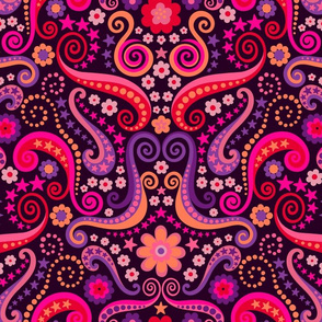 Psychedelic 70s paisley garnet ruby amethyst by Pippa Shaw