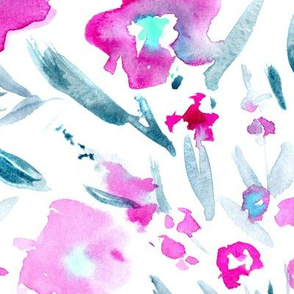 Magic meadow • larger scale pink watercolor florals